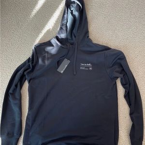 NWT Travis Mathew Black Hoodie Unlikely Event Poly Model Pima Cotton Mens SMALL